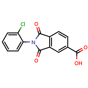 Chemical structure of 2-(2-Chlorophenyl)-2,3-dihydro-1,3-dioxo-1H-isoindole-5-carboxylic acid , CAS 160878-86-4, AChemBlock Y221236