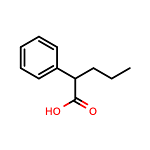 Chemical structure of 2-Phenylpentanoic acid , CAS 5558-45-2, AChemBlock Y221251