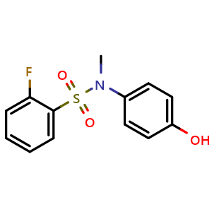 Chemical structure of 2-Fluoro-N-(4-hydroxyphenyl)-n-methylbenzene-1-sulfonamide , CAS 565172-42-1, AChemBlock Y221252