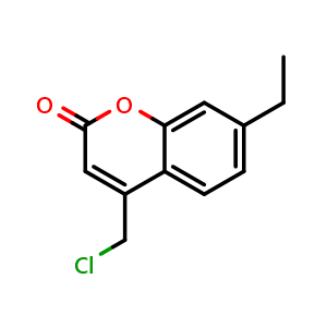 Chemical structure of 4-(Chloromethyl)-7-ethyl-2H-1-benzopyran-2-one , CAS 554423-21-1, AChemBlock Y221262