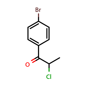 Chemical structure of 1-(4-Bromophenyl)-2-chloropropan-1-one , CAS 87010-95-5, AChemBlock Y221270