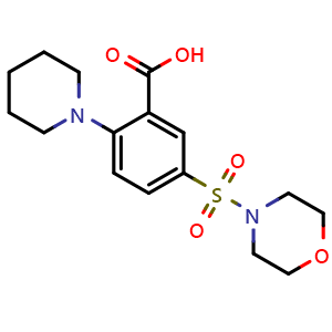 Chemical structure of 5-(Morpholine-4-sulfonyl)-2-(piperidin-1-yl)benzoic acid , CAS 554437-00-2, AChemBlock Y221271