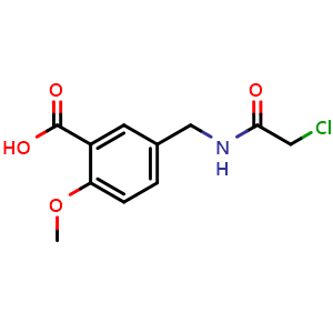 Chemical structure of 5-[(2-chloroacetamido)methyl]-2-methoxybenzoic acid , CAS 565201-69-6, AChemBlock Y221278