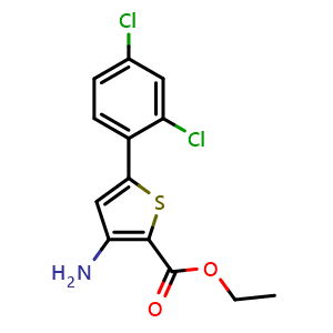 Chemical structure of Ethyl 3-amino-5-(2,4-dichlorophenyl)thiophene-2-carboxylate , CAS 730949-95-8, AChemBlock Y221284