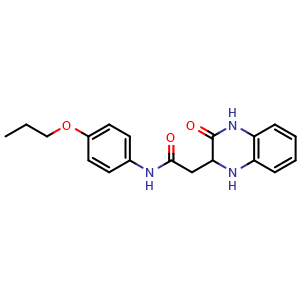 Chemical structure of 2-(3-Oxo-1,2,3,4-tetrahydroquinoxalin-2-yl)-n-(4-propoxyphenyl)acetamide , CAS 1008659-07-1, AChemBlock Y221287