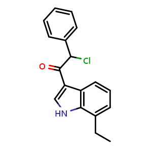 Chemical structure of 2-Chloro-1-(7-ethyl-1h-indol-3-yl)-2-phenylethan-1-one , CAS 743441-97-6, AChemBlock Y221305