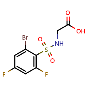 Chemical structure of 2-(2-Bromo-4,6-difluorobenzenesulfonamido)acetic acid , CAS 731776-56-0, AChemBlock Y221306