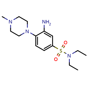 Chemical structure of 3-Amino-n,n-diethyl-4-(4-methylpiperazin-1-yl)benzene-1-sulfonamide , CAS 851169-39-6, AChemBlock Y221311