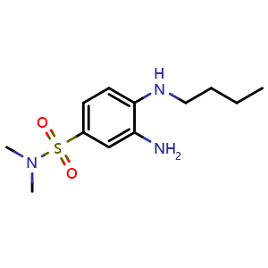 Chemical structure of 3-Amino-4-(butylamino)-n,n-dimethylbenzene-1-sulfonamide , CAS 733030-46-1, AChemBlock Y221318