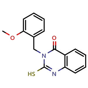 Chemical structure of 3-[(2-methoxyphenyl)methyl]-2-sulfanyl-3,4-dihydroquinazolin-4-one , CAS 343618-27-9, AChemBlock Y221331