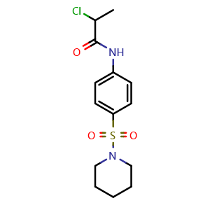 Chemical structure of 2-Chloro-n-[4-(piperidine-1-sulfonyl)phenyl]propanamide , CAS 743444-26-0, AChemBlock Y221336