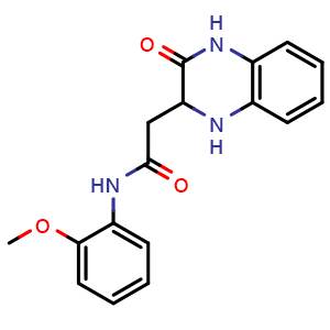 Chemical structure of 1,2,3,4-Tetrahydro-N-(2-methoxyphenyl)-3-oxo-2-quinoxalineacetamide , CAS 352458-03-8, AChemBlock Y221344