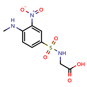 Chemical structure of 2-[4-(methylamino)-3-nitrobenzenesulfonamido]acetic acid , CAS 732291-48-4, AChemBlock Y221350