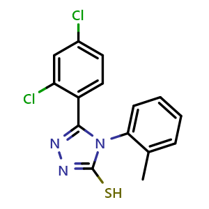 Chemical structure of 5-(2,4-Dichlorophenyl)-4-(2-methylphenyl)-4h-1,2,4-triazole-3-thiol , CAS 93677-85-1, AChemBlock Y221355