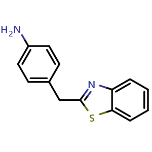 Chemical structure of 4-[(1,3-benzothiazol-2-yl)methyl]aniline , CAS 37859-28-2, AChemBlock Y221368