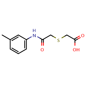 Chemical structure of 2-({[(3-methylphenyl)carbamoyl]methyl}sulfanyl)acetic acid , CAS 436087-50-2, AChemBlock Y221373