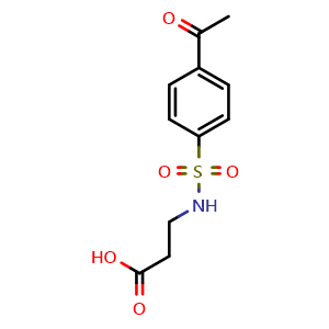Chemical structure of 3-(4-Acetylbenzenesulfonamido)propanoic acid , CAS 757192-71-5, AChemBlock Y221382