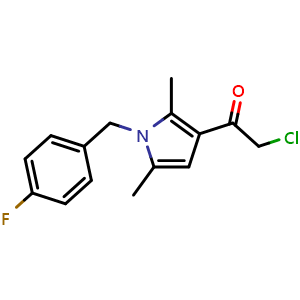 Chemical structure of 2-Chloro-1-{1-[(4-fluorophenyl)methyl]-2,5-dimethyl-1h-pyrrol-3-yl}ethan-1-one , CAS 790681-72-0, AChemBlock Y221388