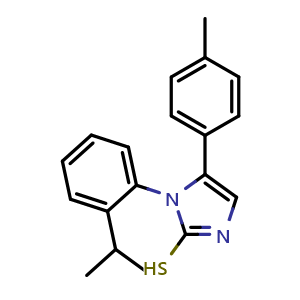 Chemical structure of 5-(4-Methylphenyl)-1-[2-(propan-2-yl)phenyl]-1h-imidazole-2-thiol , CAS 790681-62-8, AChemBlock Y221390