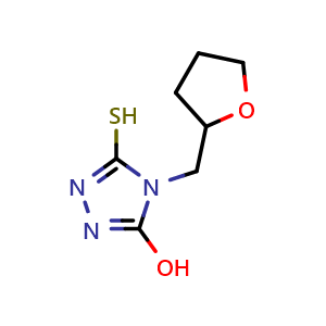 Chemical structure of 4-(Oxolan-2-ylmethyl)-5-sulfanyl-4h-1,2,4-triazol-3-ol , CAS 793678-88-3, AChemBlock Y221403