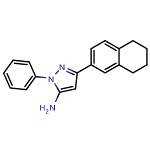 Chemical structure of 1-Phenyl-3-(5,6,7,8-tetrahydronaphthalen-2-yl)-1h-pyrazol-5-amine , CAS 956505-57-0, AChemBlock Y221406