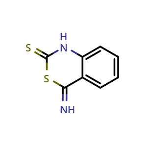 Chemical structure of 1,4-Dihydro-4-imino-2H-3,1-benzothiazine-2-thione , CAS 793716-07-1, AChemBlock Y221409