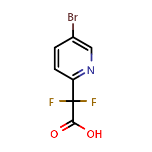 Chemical structure of 2-(5-bromopyridin-2-yl)-2,2-difluoroacetic acid , CAS 1240611-21-5, AChemBlock Y221411