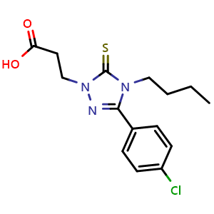 Chemical structure of 3-[4-butyl-3-(4-chlorophenyl)-5-sulfanylidene-4,5-dihydro-1h-1,2,4-triazol-1-yl]propanoic acid , CAS 793727-84-1, AChemBlock Y221415