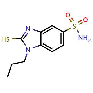 Chemical structure of 1-Propyl-2-sulfanyl-1h-1,3-benzodiazole-5-sulfonamide , CAS 731776-67-3, AChemBlock Y221429