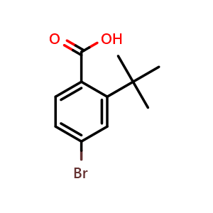 Chemical structure of 4-Bromo-2-tert-Butylbenzoic acid , CAS 14034-99-2, AChemBlock Y221439