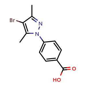 Chemical structure of 4-(4-Bromo-3,5-dimethyl-1h-pyrazol-1-yl)benzoic acid , CAS 926258-29-9, AChemBlock Y221454