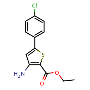 Chemical structure of Ethyl 3-amino-5-(4-chlorophenyl)thiophene-2-carboxylate , CAS 91076-94-7, AChemBlock Y221464