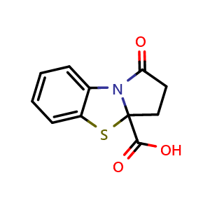 Chemical structure of 2,3-Dihydro-1-oxopyrrolo[2,1-b]benzothiazole-3a(1H)-carboxylic acid , CAS 155796-03-5, AChemBlock Y221469