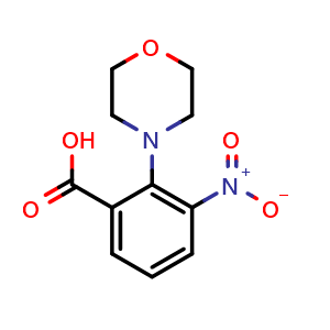 Chemical structure of 2-(Morpholin-4-yl)-3-nitrobenzoic acid , CAS 890091-58-4, AChemBlock Y221510