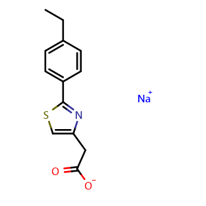 Chemical structure of Sodium 2-[2-(4-ethylphenyl)-1,3-thiazol-4-yl]acetate , CAS 1015533-53-5, AChemBlock Y221517