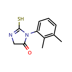 Chemical structure of 1-(2,3-Dimethylphenyl)-2-sulfanyl-4,5-dihydro-1h-imidazol-5-one , CAS 852388-87-5, AChemBlock Y221519