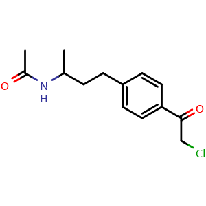 Chemical structure of n-{4-[4-(2-chloroacetyl)phenyl]butan-2-yl}acetamide , CAS 852840-56-3, AChemBlock Y221526