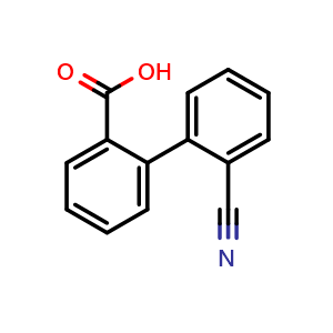 Chemical structure of 2-(2-Cyanophenyl)benzoic acid , CAS 57743-13-2, AChemBlock Y221533