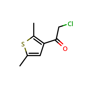 Chemical structure of 2-Chloro-1-(2,5-dimethylthiophen-3-yl)ethan-1-one , CAS 31772-43-7, AChemBlock Y221537