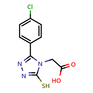 Chemical structure of 2-[3-(4-chlorophenyl)-5-sulfanyl-4h-1,2,4-triazol-4-yl]acetic acid , CAS 851116-15-9, AChemBlock Y221538