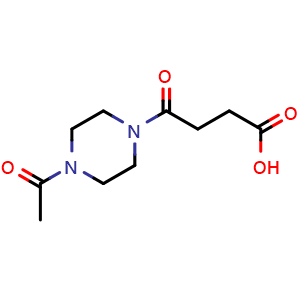 Chemical structure of 4-(4-Acetylpiperazin-1-yl)-4-oxobutanoic acid , CAS 389056-48-8, AChemBlock Y221540