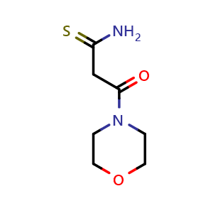 Chemical structure of 3-(Morpholin-4-yl)-3-oxopropanethioamide , CAS 89984-45-2, AChemBlock Y221541