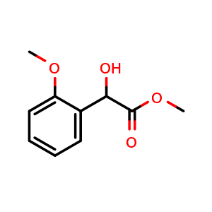 Chemical structure of Methyl 2-hydroxy-2-(2-methoxyphenyl)acetate , CAS 21165-11-7, AChemBlock Y221544