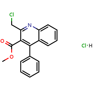 Chemical structure of Methyl 2-(chloromethyl)-4-phenylquinoline-3-carboxylate hydrochloride , CAS 1052542-93-4, AChemBlock Y221562