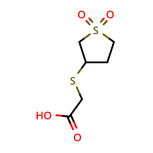 Chemical structure of 2-[(Tetrahydro-1,1-dioxido-3-thienyl)thio]acetic acid , CAS 86453-15-8, AChemBlock Y221566