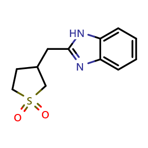 Chemical structure of 2-[(Tetrahydro-1,1-dioxido-3-thienyl)methyl]-1H-benzimidazole , CAS 863668-11-5, AChemBlock Y221578