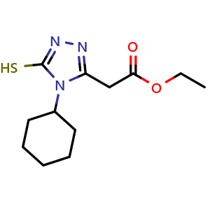 Chemical structure of Ethyl 2-(4-cyclohexyl-5-sulfanyl-4h-1,2,4-triazol-3-yl)acetate , CAS 867330-06-1, AChemBlock Y221594