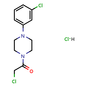 Chemical structure of 2-Chloro-1-[4-(3-chlorophenyl)piperazin-1-yl]ethan-1-one hydrochloride , CAS 1052551-03-7, AChemBlock Y221604