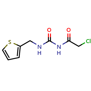 Chemical structure of 3-(2-Chloroacetyl)-1-[(thiophen-2-yl)methyl]urea , CAS 871909-81-8, AChemBlock Y221606