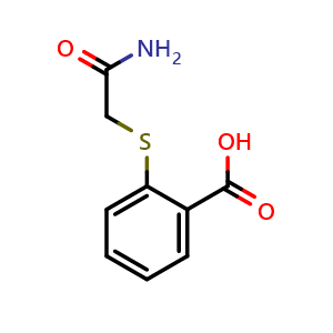 Chemical structure of 2-[(carbamoylmethyl)sulfanyl]benzoic acid , CAS 197236-53-6, AChemBlock Y221608